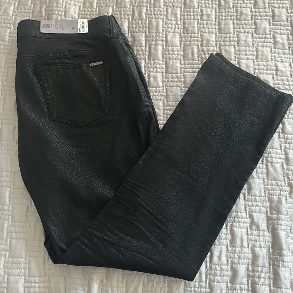 NWT Jennifer Lopez Black Snake Pattern Petite Skinny Jeans Size 16P